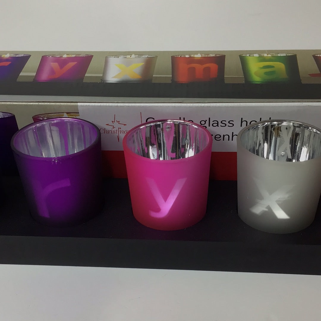 Glas-Kerzenhalter Merryxmas Teelichthalter Teelichtgläse