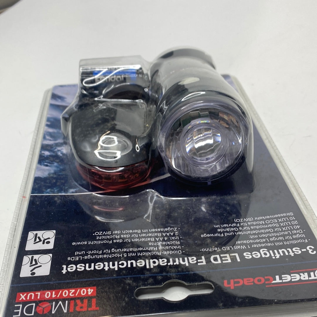 3-stufiges LED Fahrradleuchtenset mit Batterien