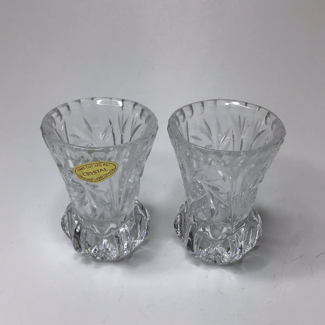 Genuine Lead Crystal 24% Bleikristall Vasen Schnapsgläser 2 Stück