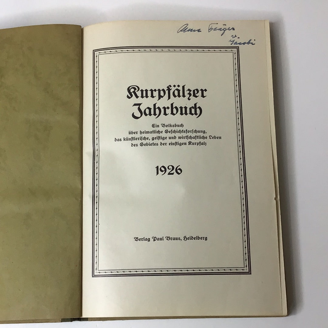 Kurpfälzer Jahresbuch 1926