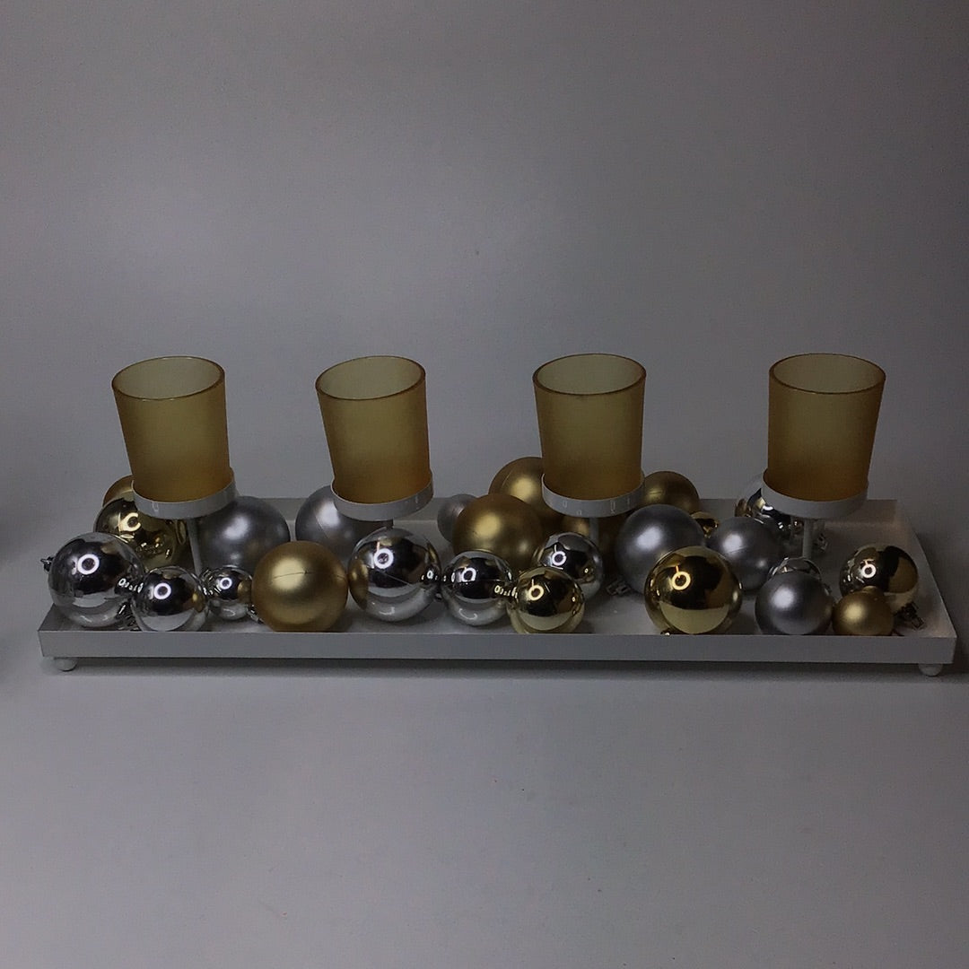 Dekoplatte Weihnachten gold/silber