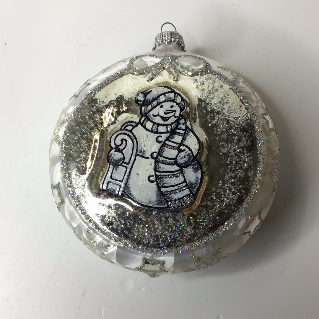Krebs Glas Lauscha Weihnachtskugel Schneemann