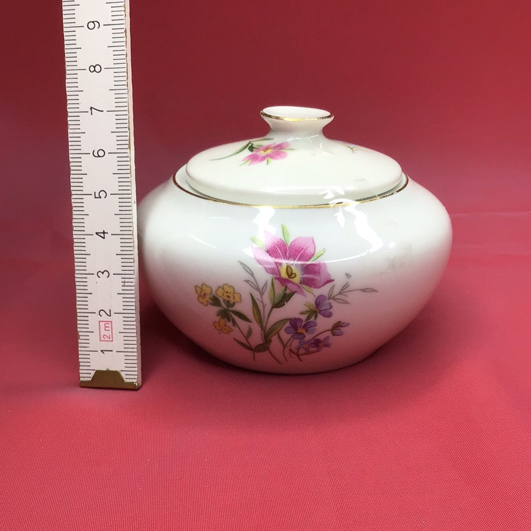 Kleine Zuckerdose Weißwasser Blumen Motiv