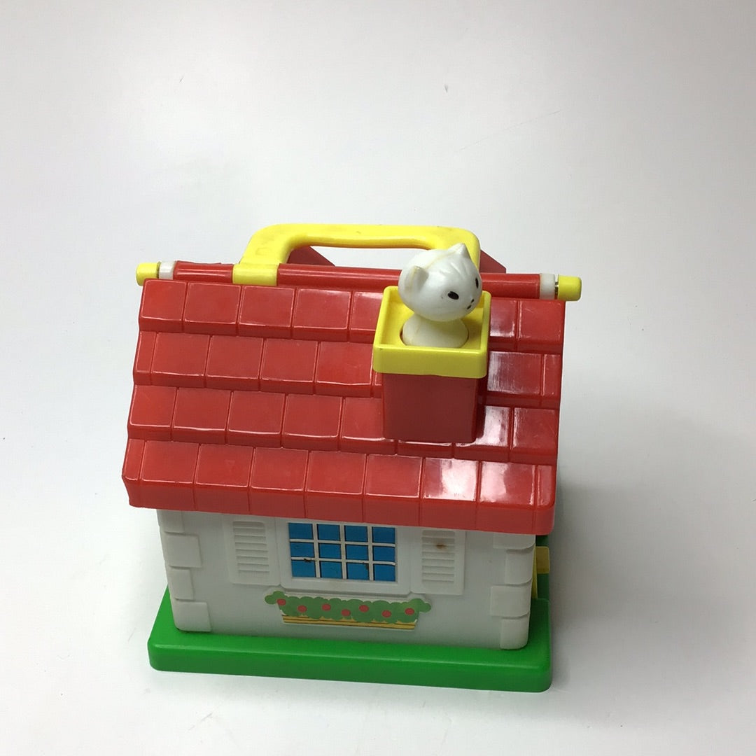 Vintage Blue Box Toys, mit Hund und Katze
