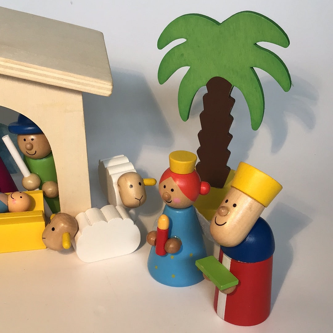 Weihnachtskrippe-Set Weihnachtdeko Spielzeug aus Holz 14-tlg.