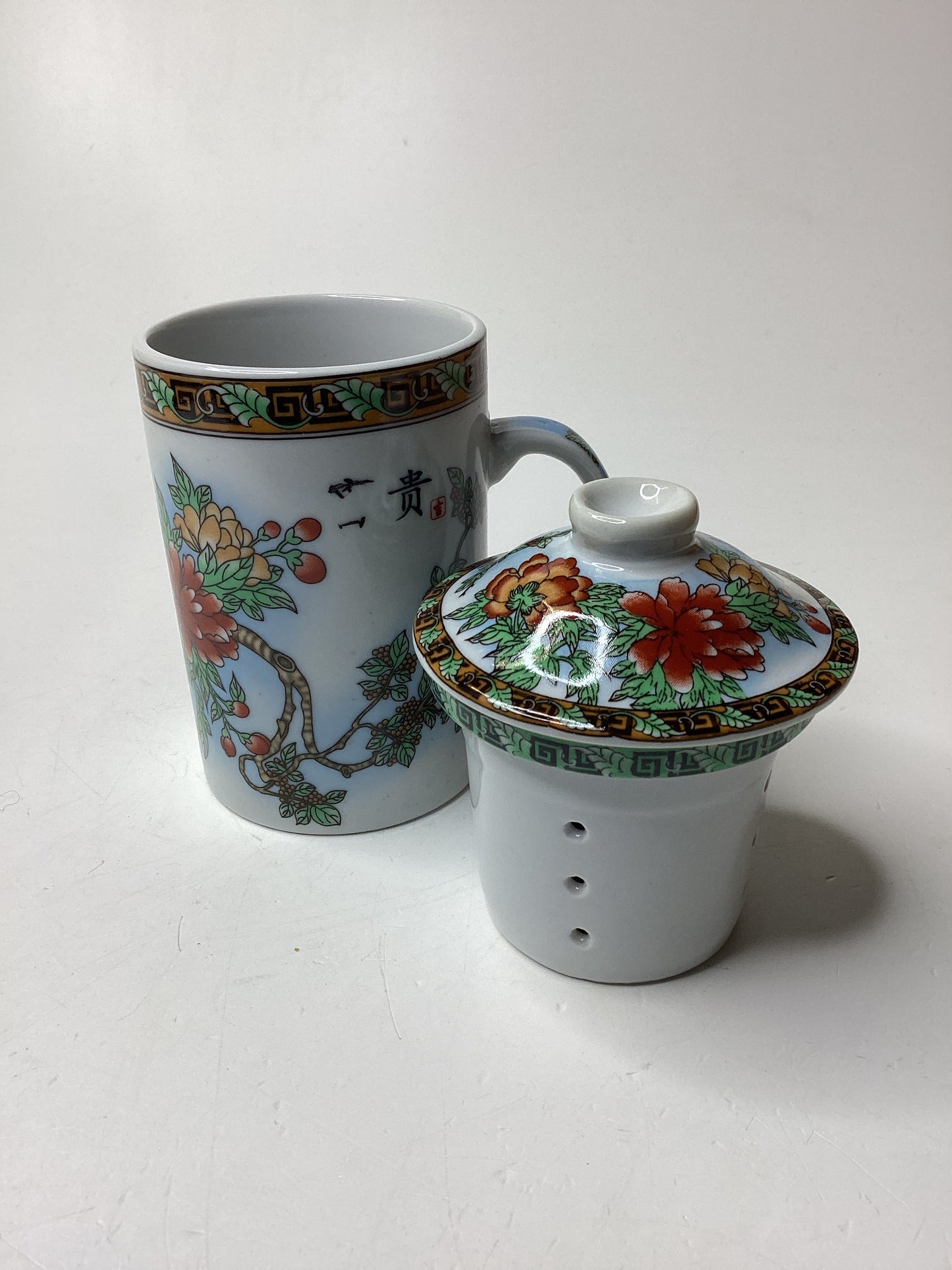 Teetasse Keramik mit Deckel und Sieb