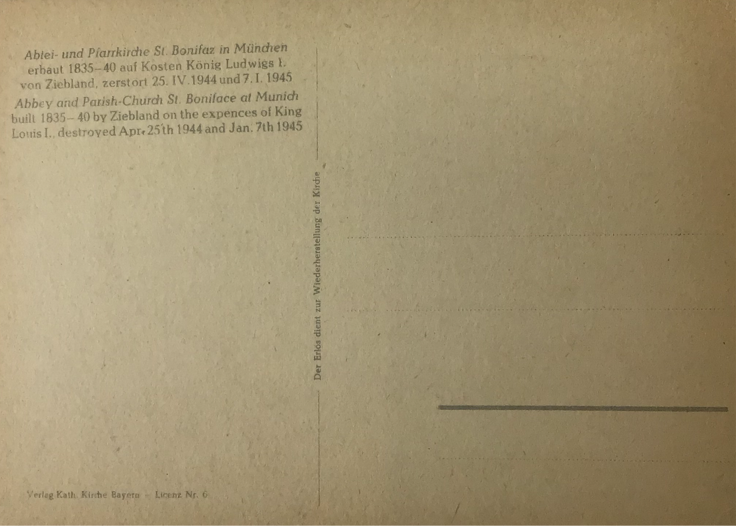 Alte Postkarte Abtei- und Pfarrkirche St. Bonifaz in München