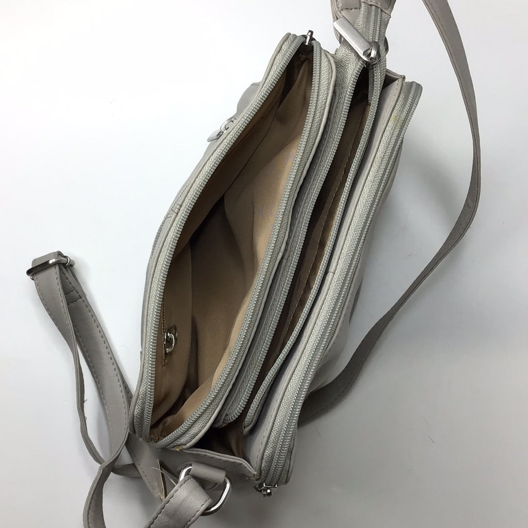 Leder Schulter Tasche grau