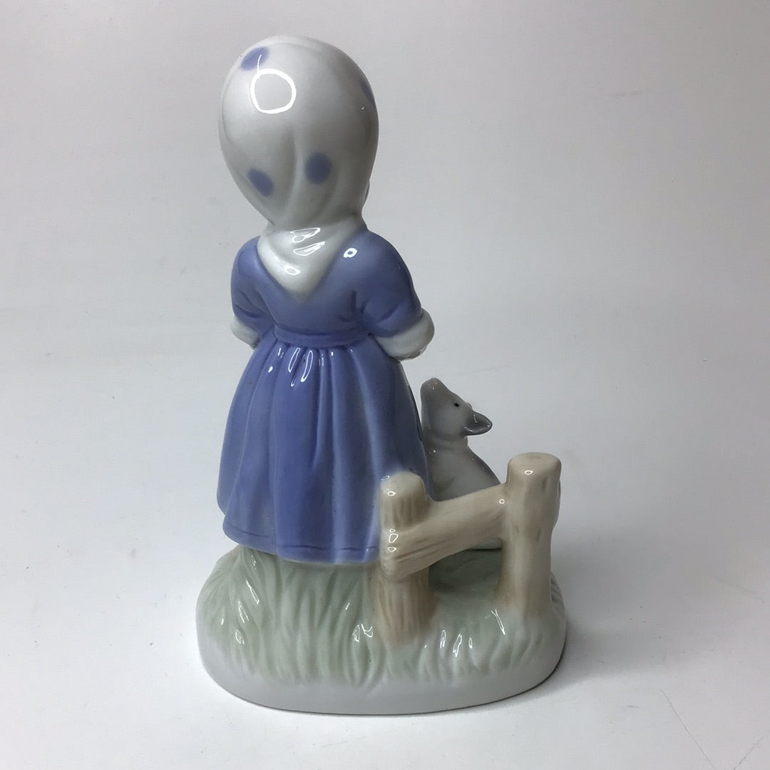 Porzellan Figur mit Hund und Hase