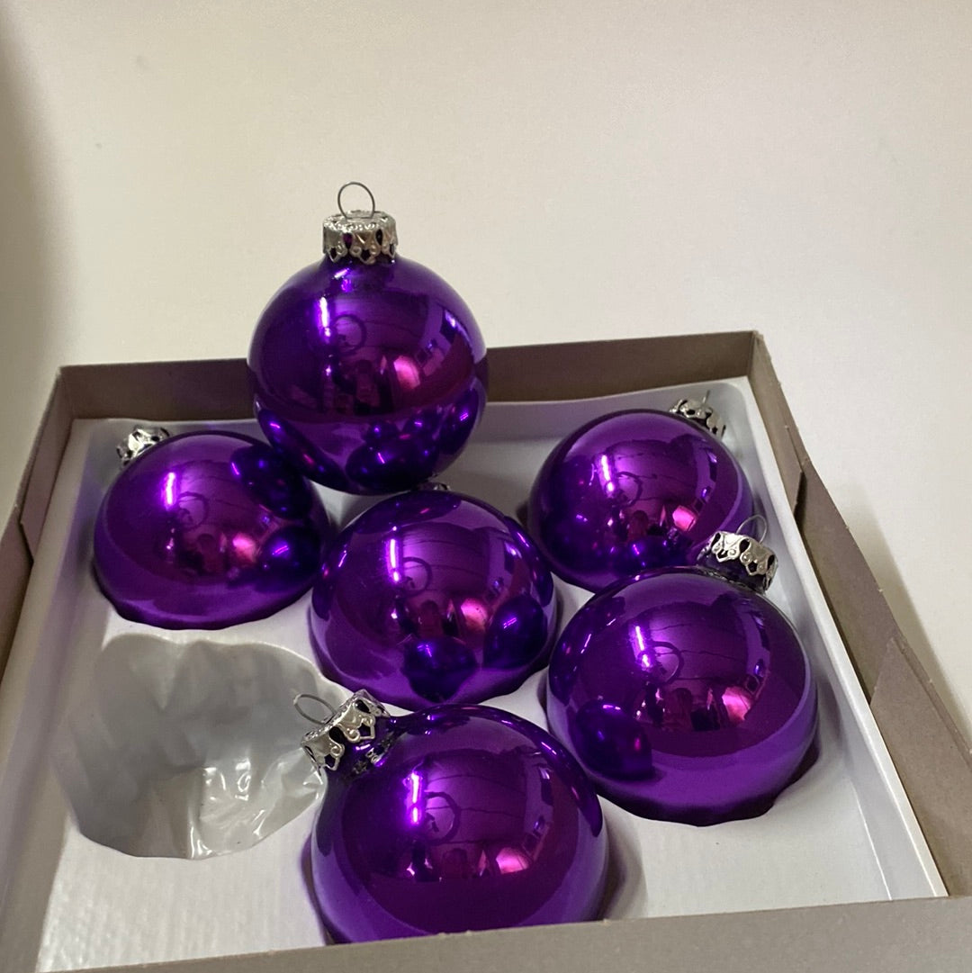 Weihnachtskugel Lila 6 Stück aus Glas