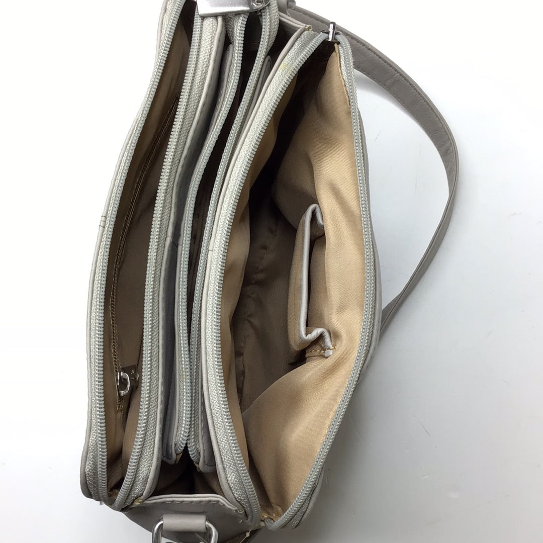 Leder Schulter Tasche grau