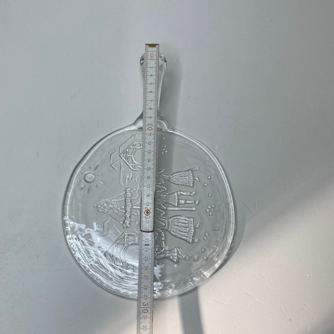 Käseplatte aus Glas mit Griff Motiv