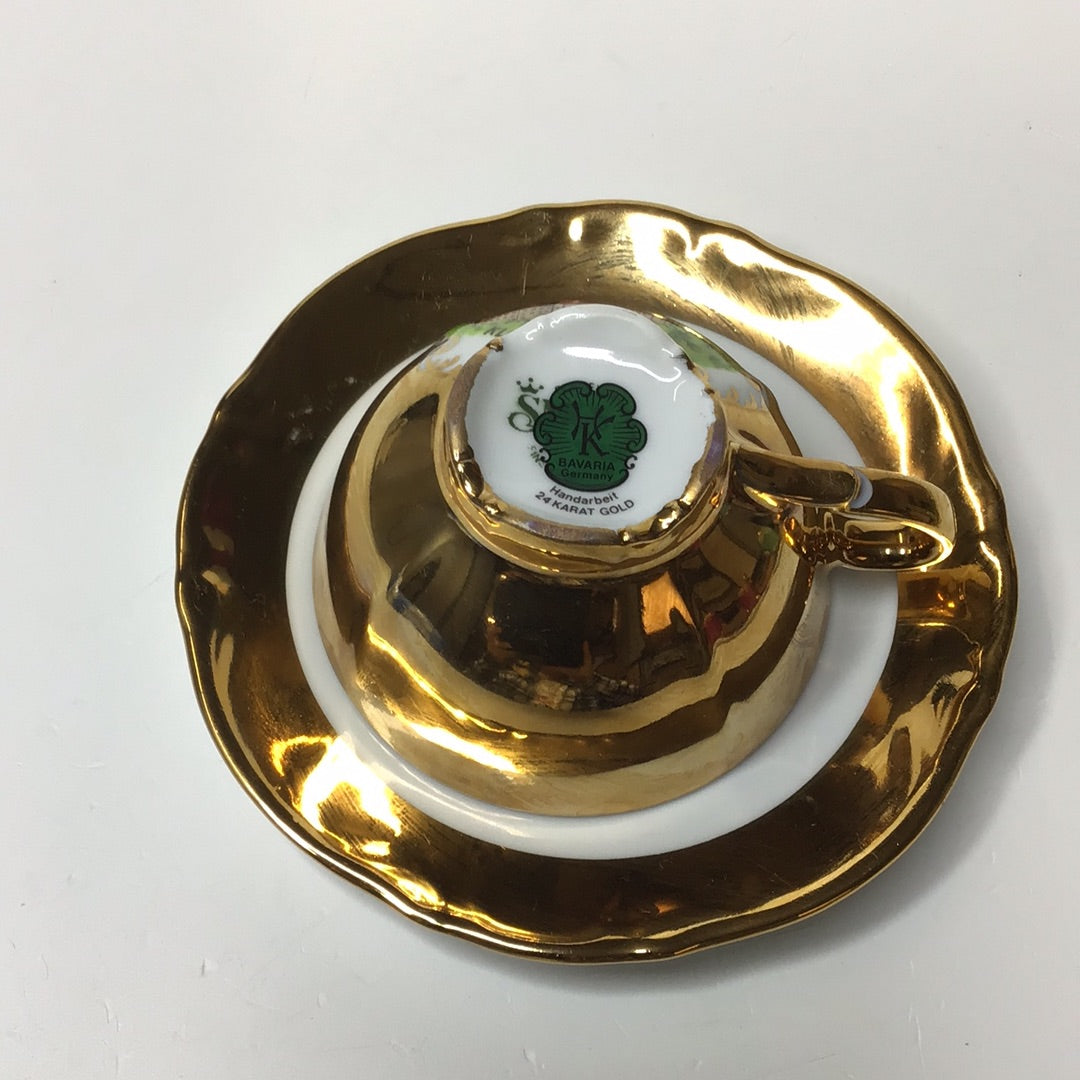 HK Bavaria 24 Karat Gold Kloster Andechs Porzellan Sammlertasse Teetasse