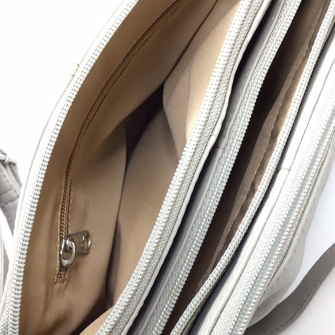 Leder Schulter Tasche grau