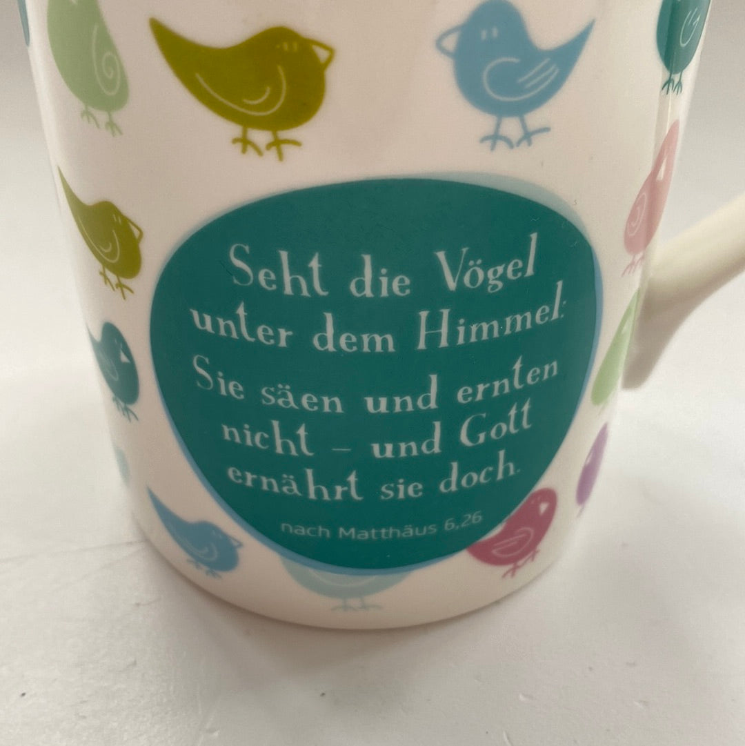 Porzellan Tasse mit Vögel Motiv