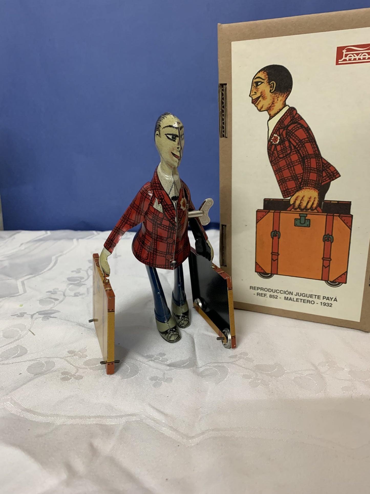 Juguete Paya, 1932 Maletero Reproduktion, Retro Mechanik