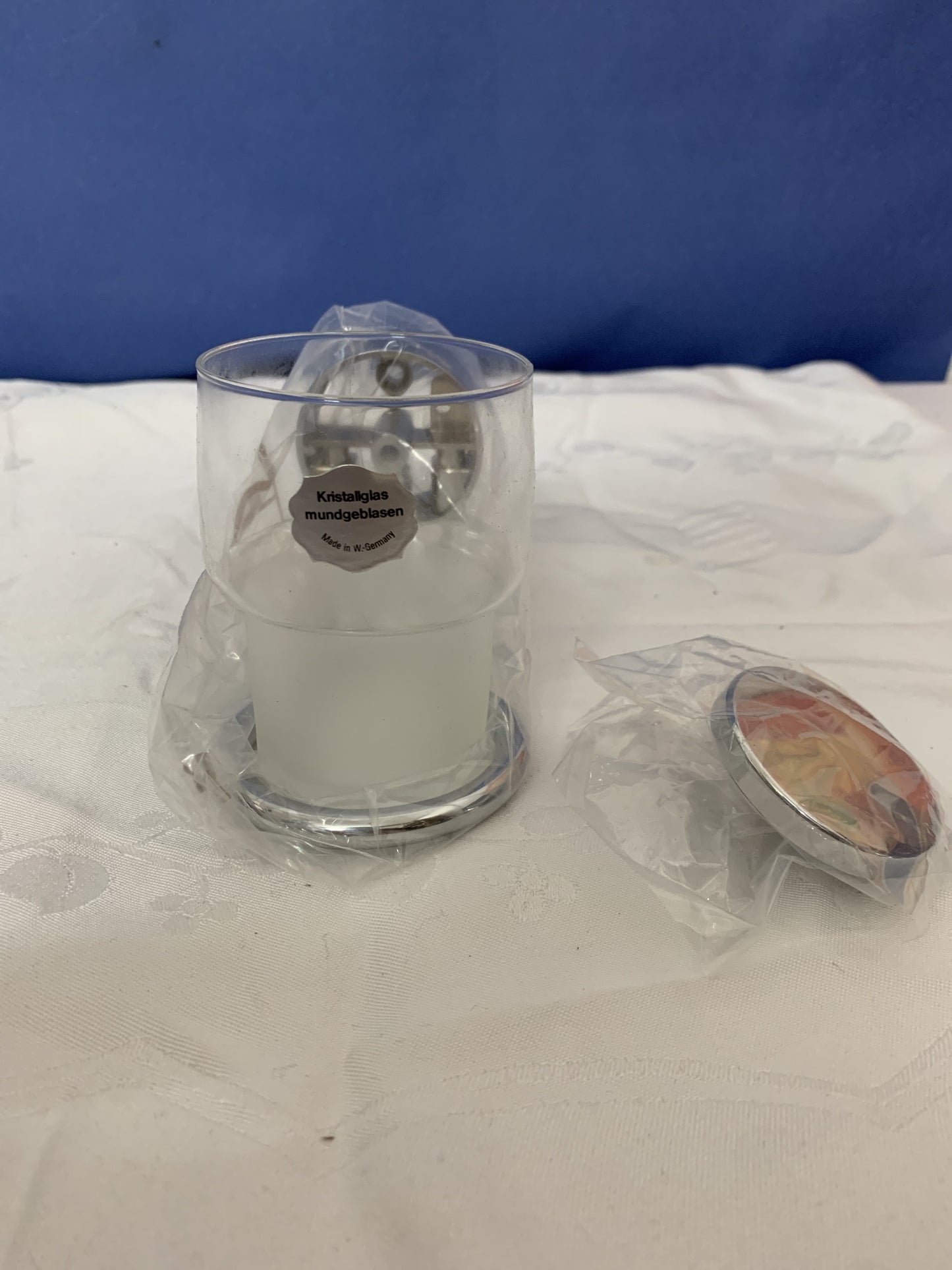 Wand Glashalter, Kristallglas Mundgeblasen, neu