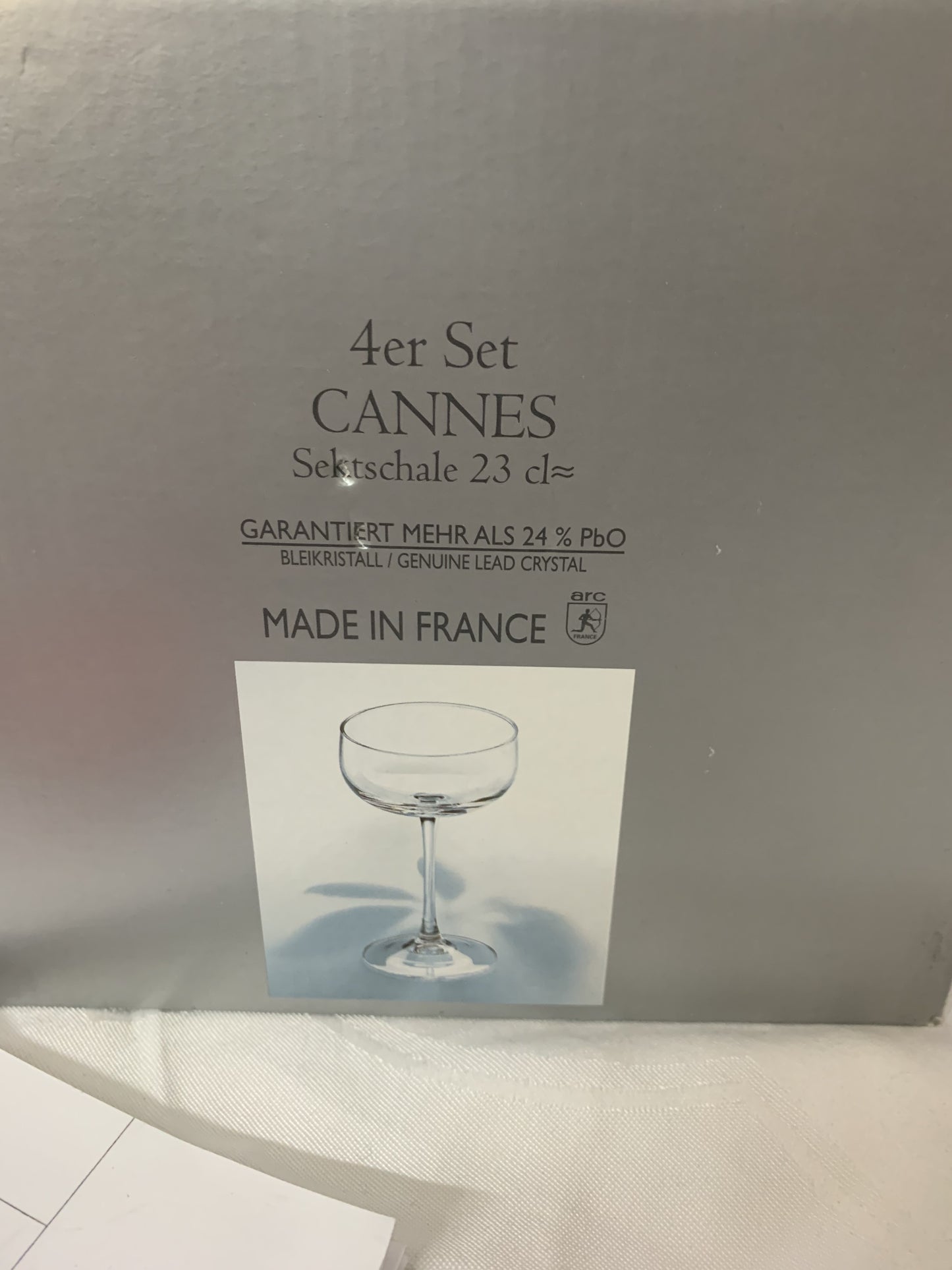 Cannes Cristal D´Arques Sektschale 4 Stück, neu