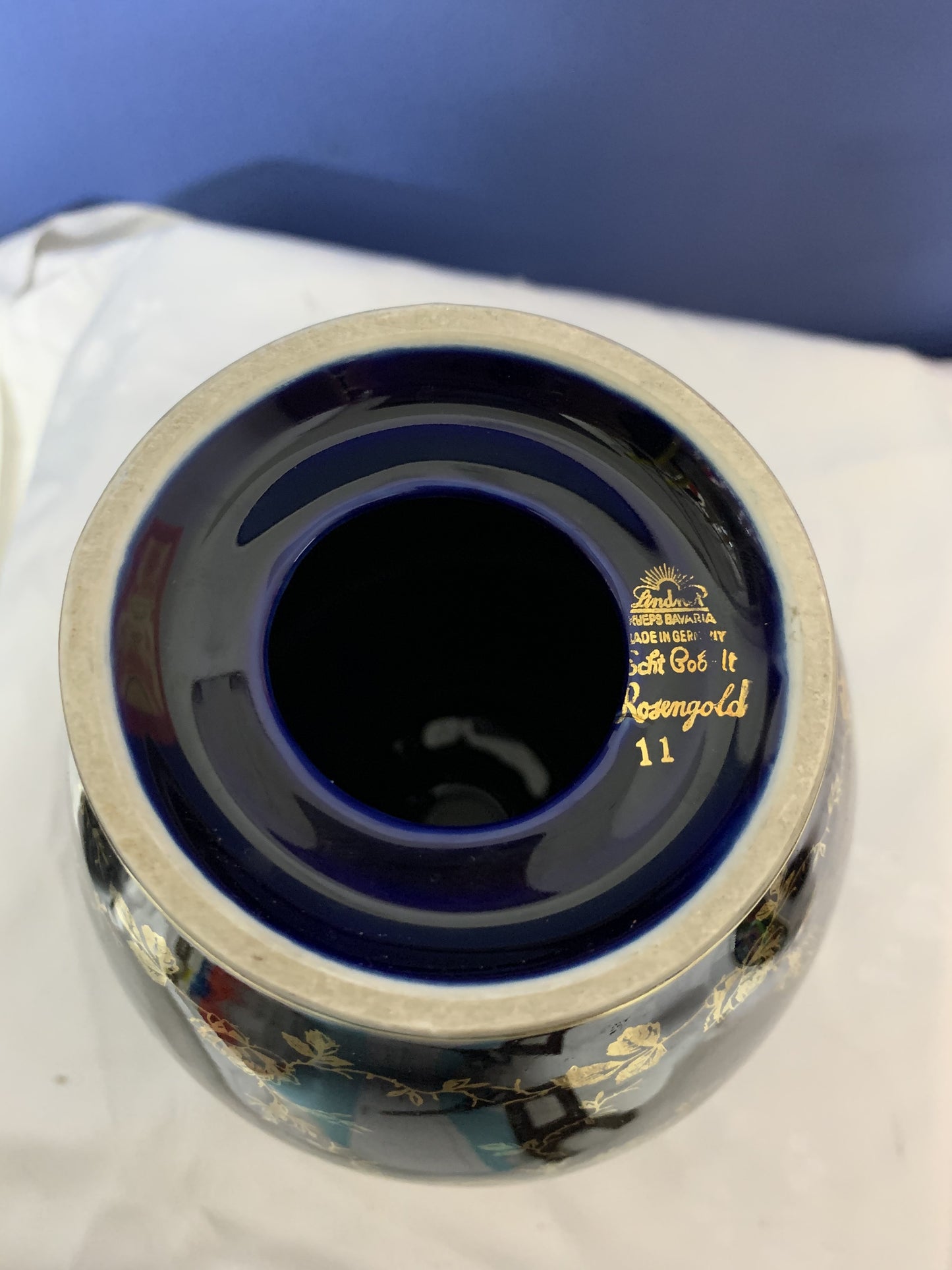 Lindner Kueps Bavaria echt Kobalt blau Rosengold Deko