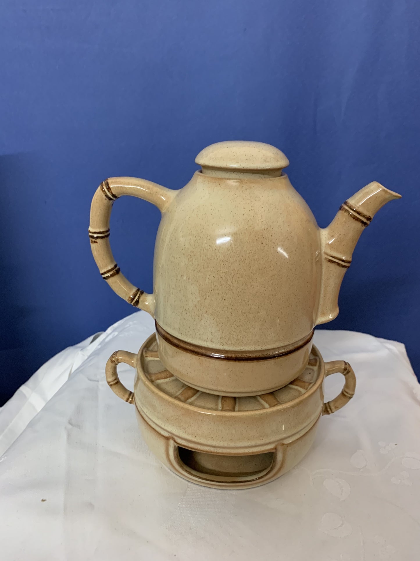 Stövchen Teewärmer Kanne mit Deckel, 1,2 ltr. Melitta Friesland Ceracron Bambus