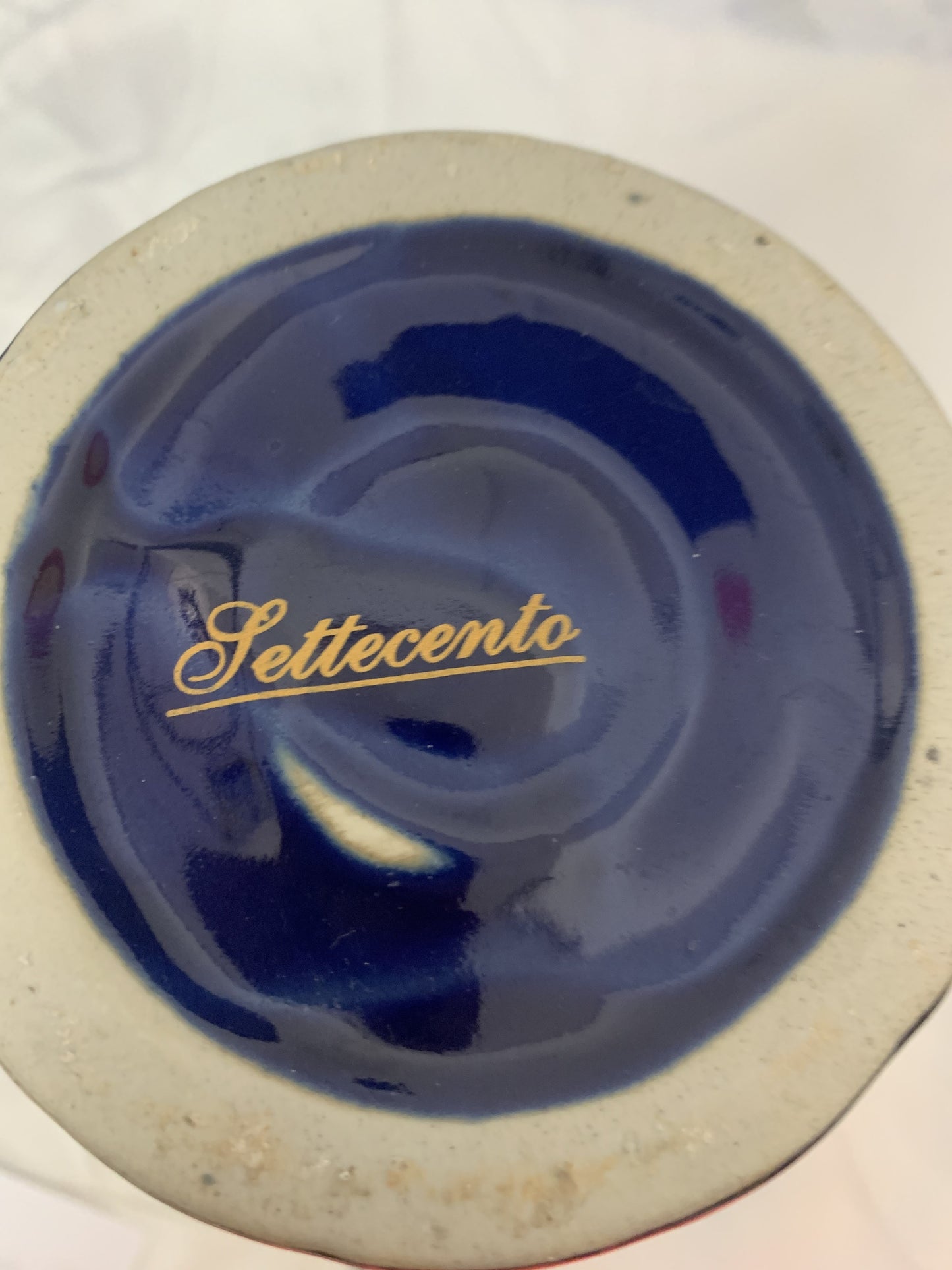 Dekoratives Blumenvase Blau Gold Henkel Porzellan