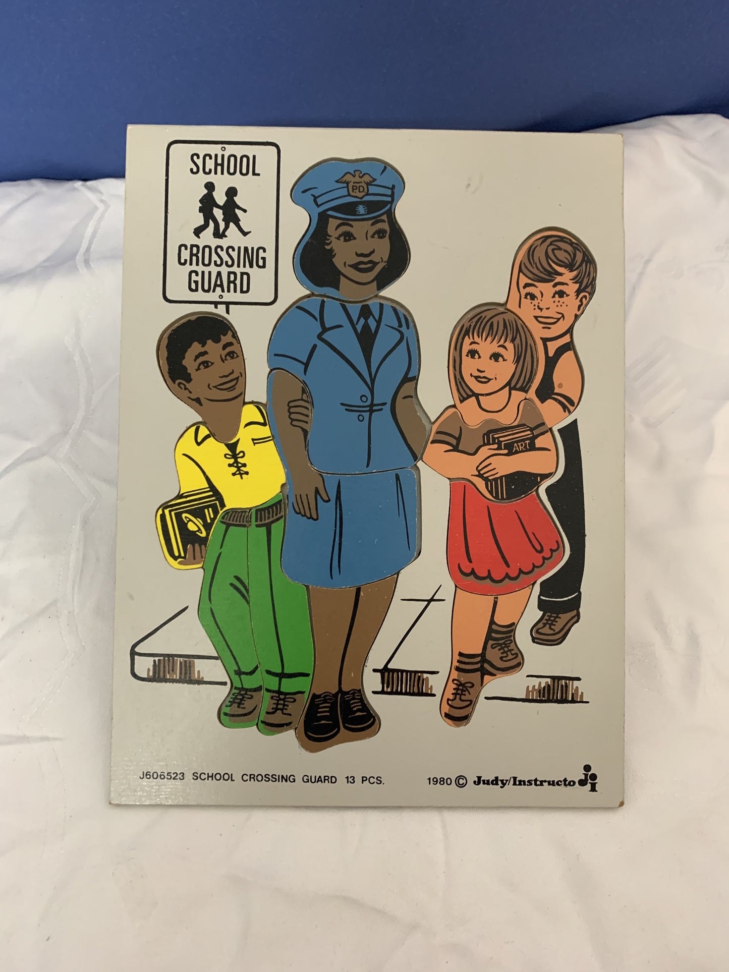 1980 School Crossing Guard Holz Puzzle, 13 Teile