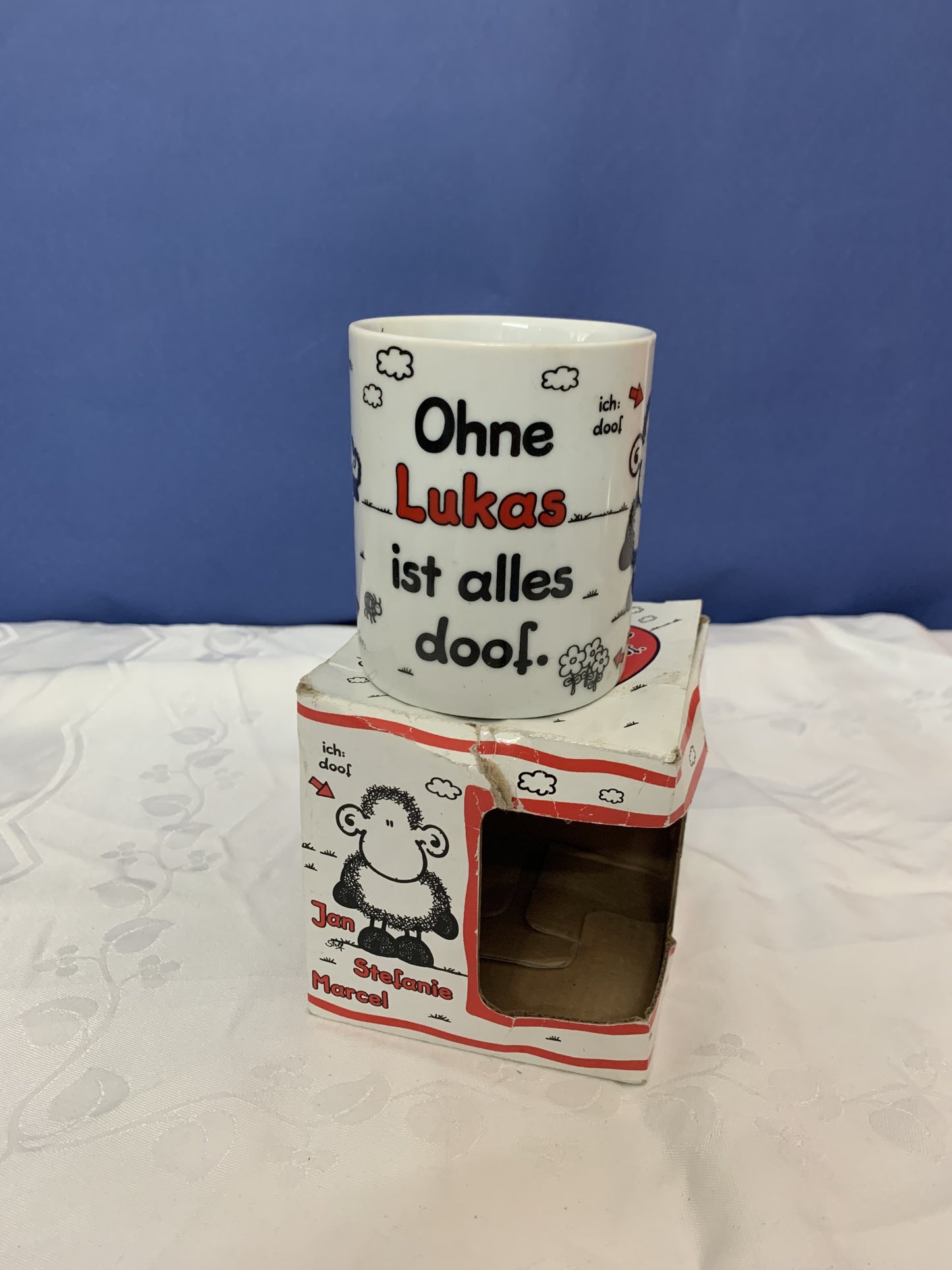 Sheepworld Mug "Ohne Lukas ist Alles doof."
