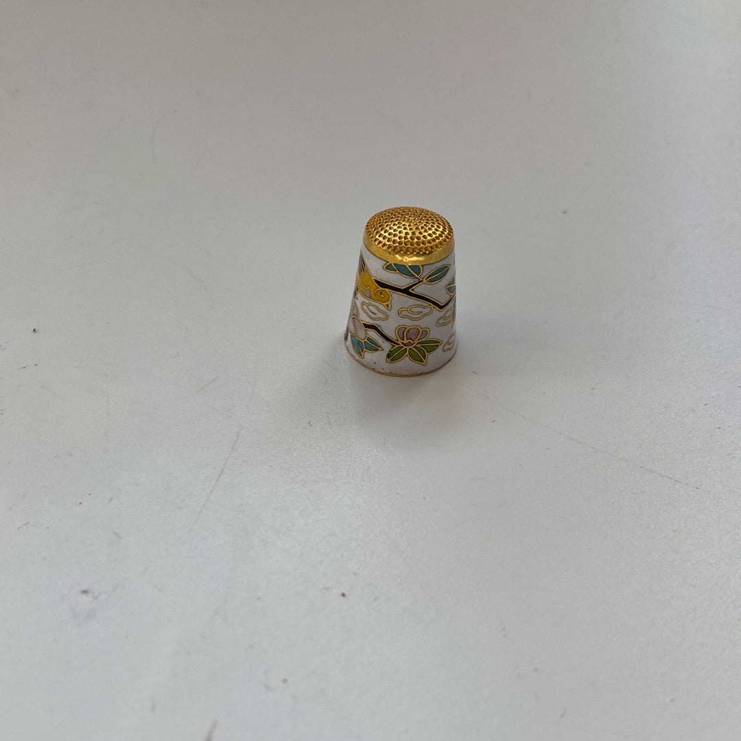 Vintage Cloisonné Vögel Fingerhut