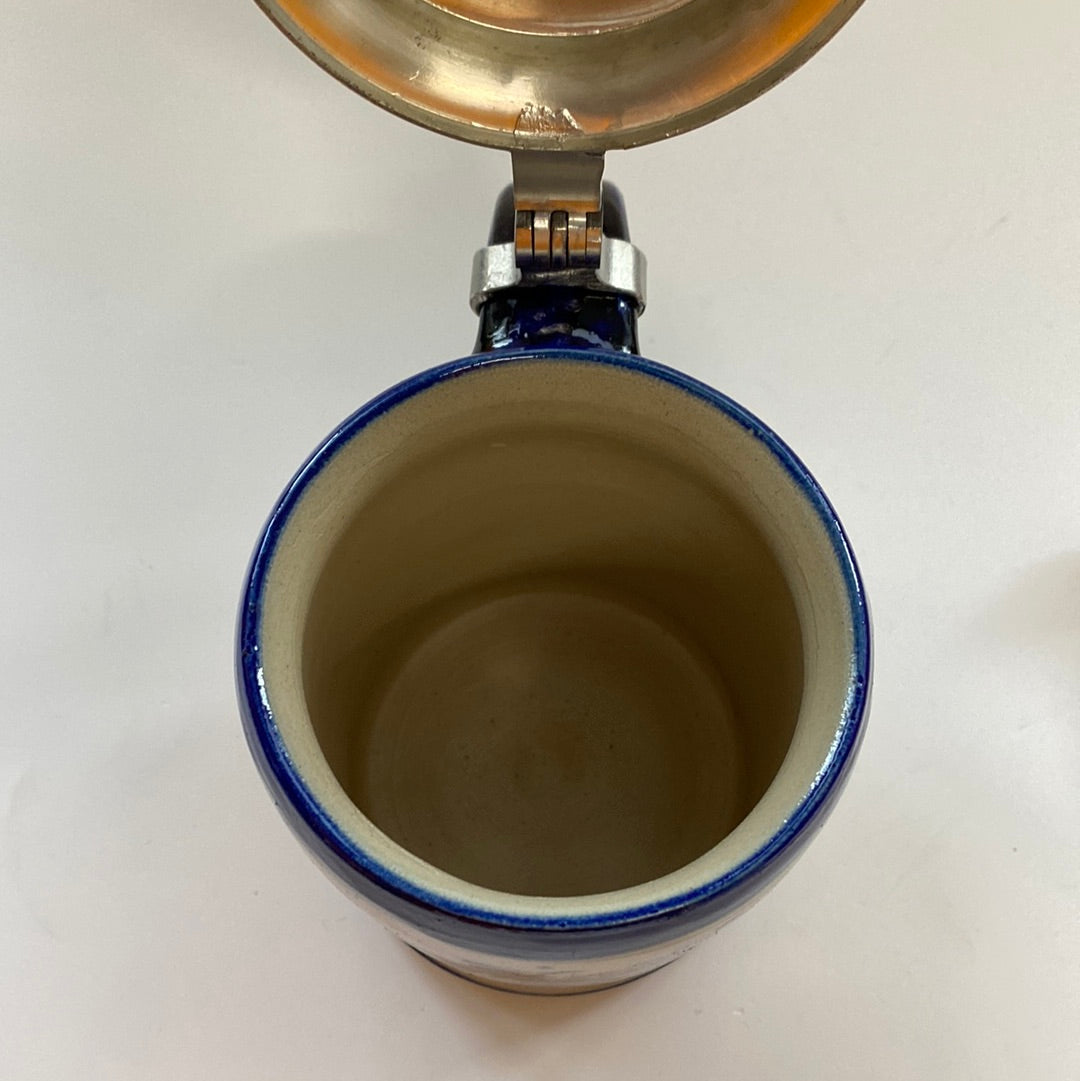 Steinzeug Bierkrug mit Zinndeckel
