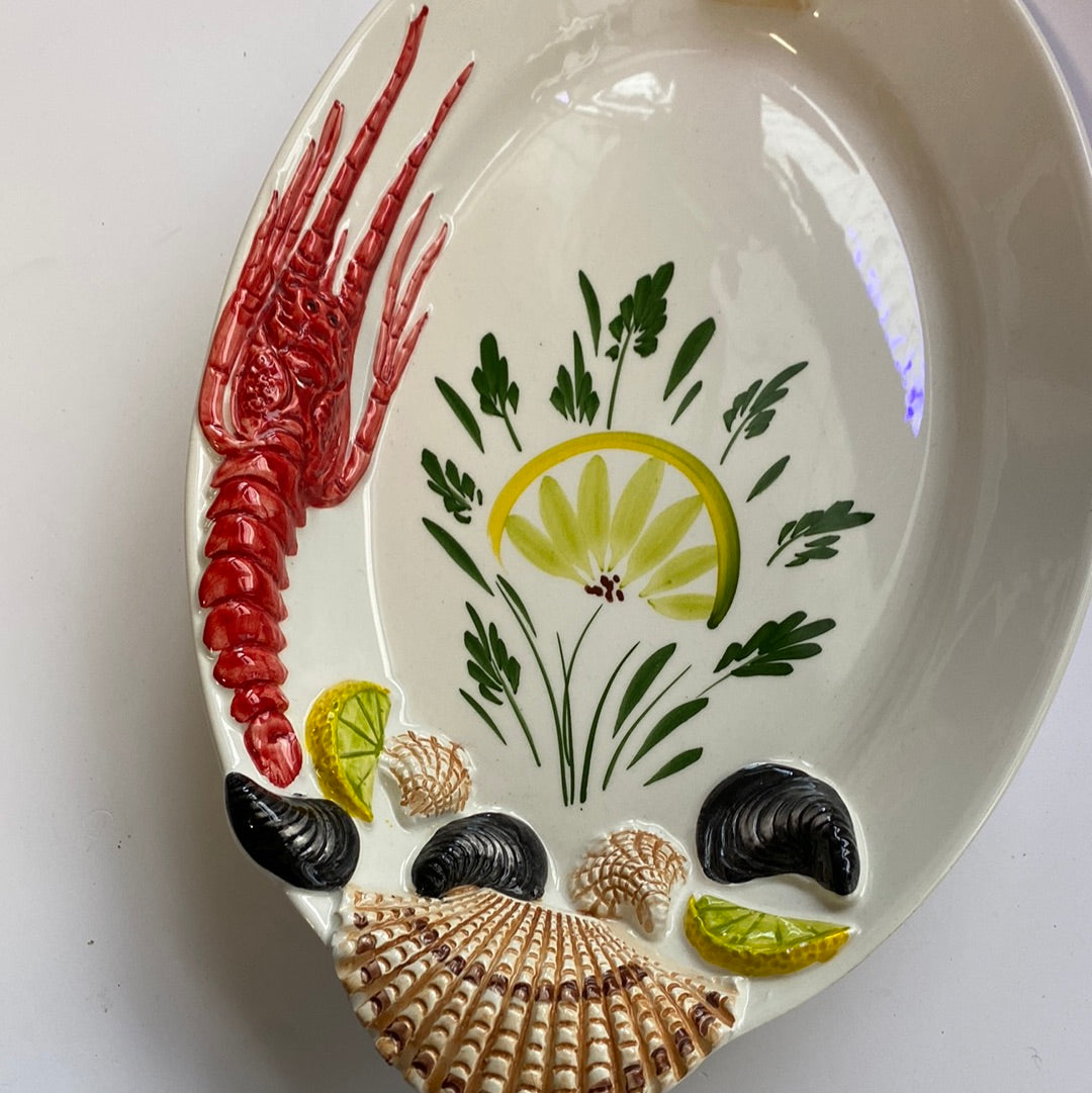 Keramik ovale Servierplatte 3D Figuren