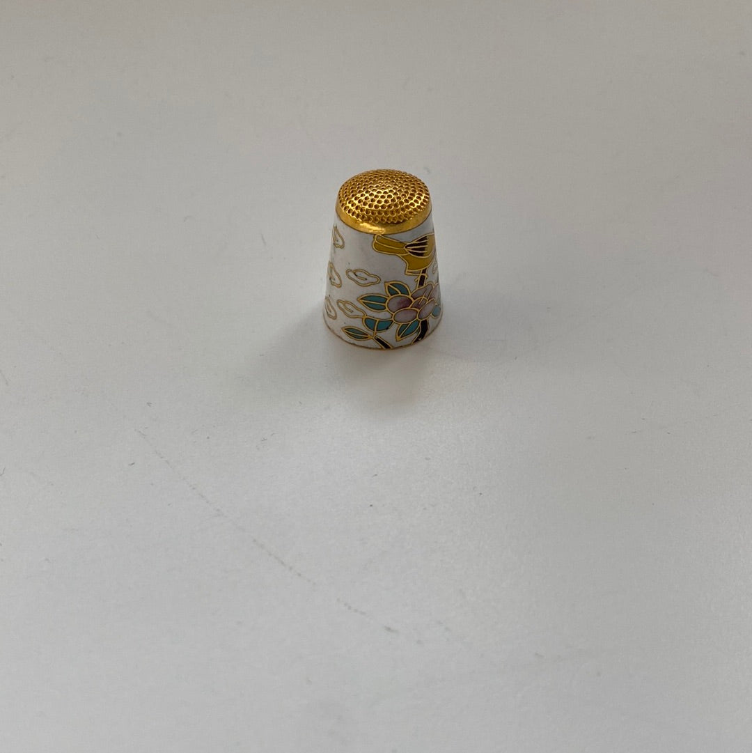 Vintage Cloisonné Vögel Fingerhut
