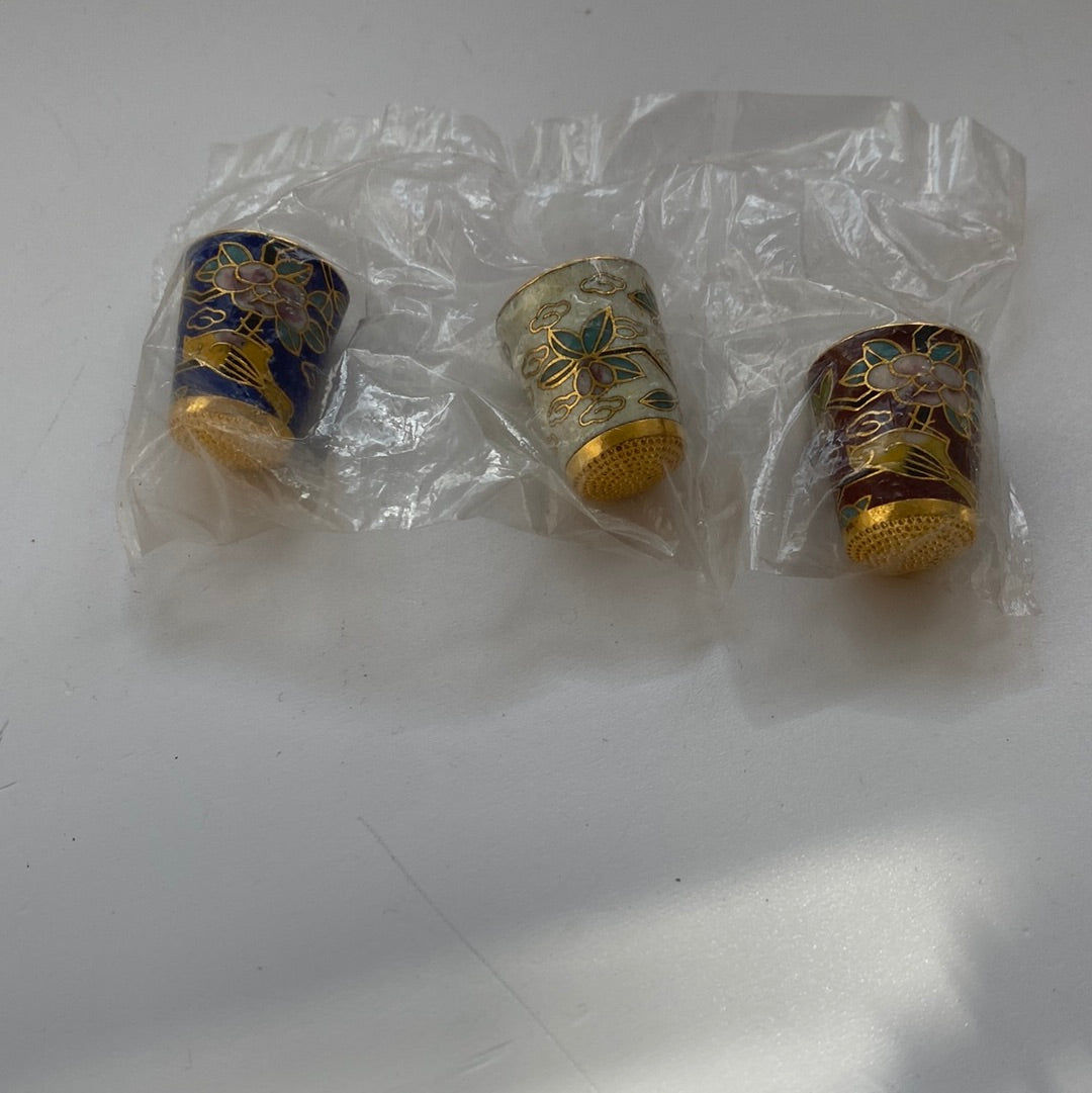 Vintage Cloisonné Vögel Fingerhüte