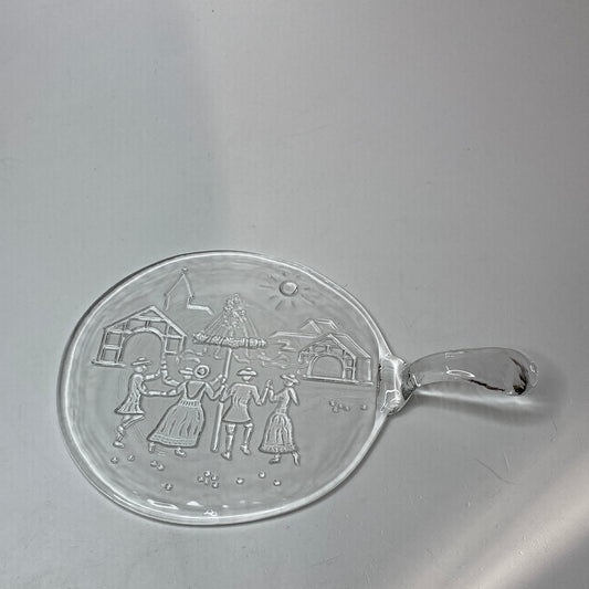 Käseplatte aus Glas mit Griff Motiv