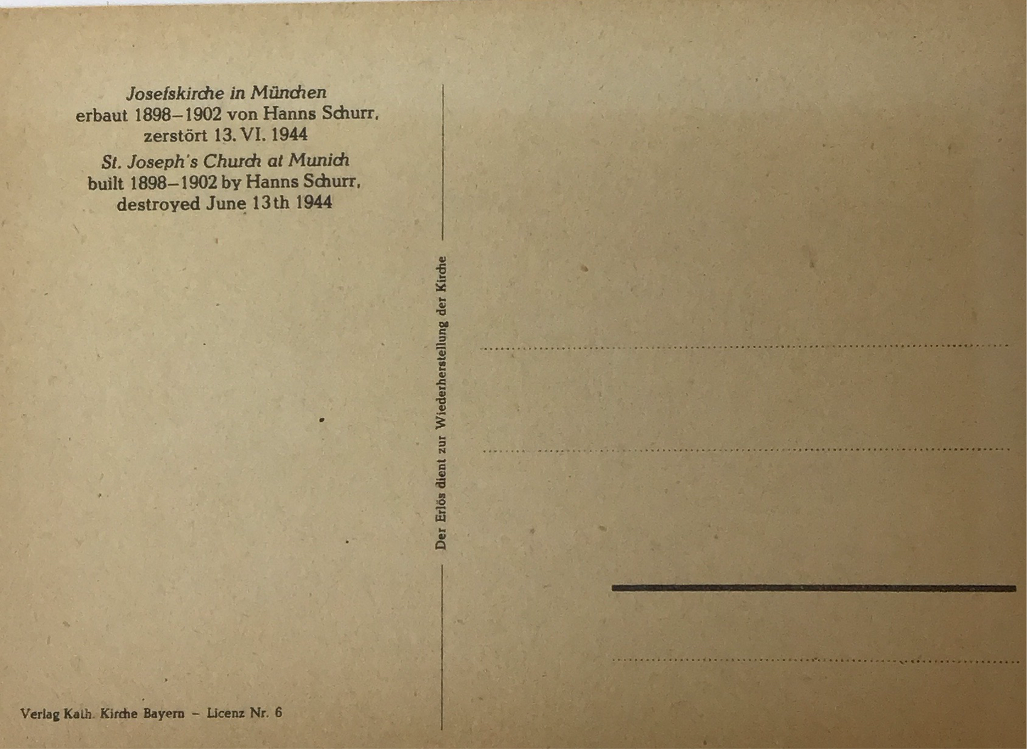 Alte Postkarte Josefskirche in München