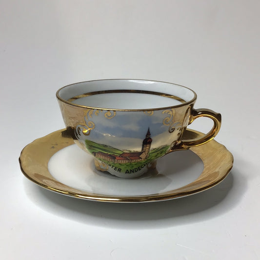 HK Bavaria 24 Karat Gold Kloster Andechs Porzellan Sammlertasse Teetasse