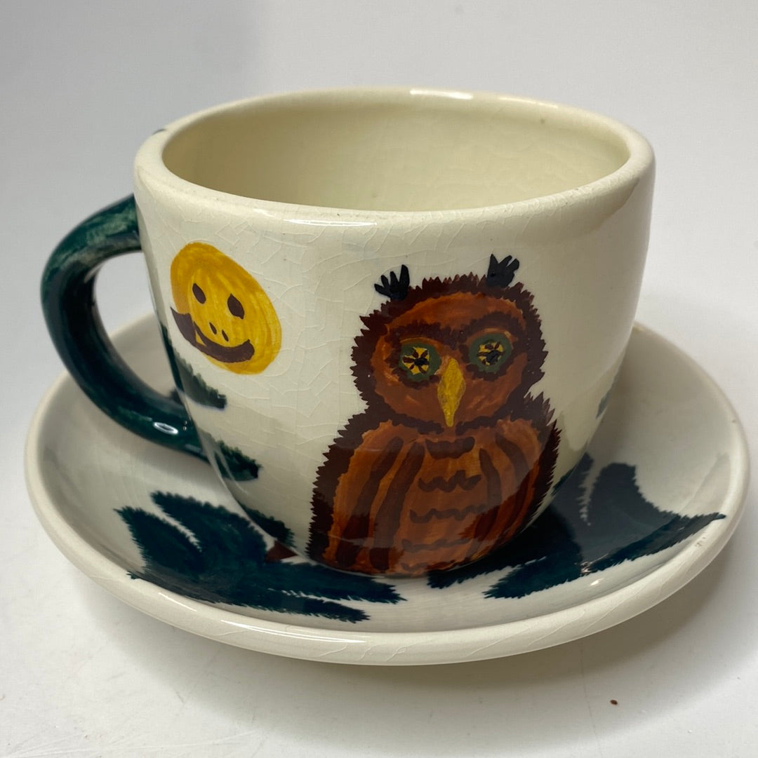 Handbemalte Tasse mit Eule Motiv