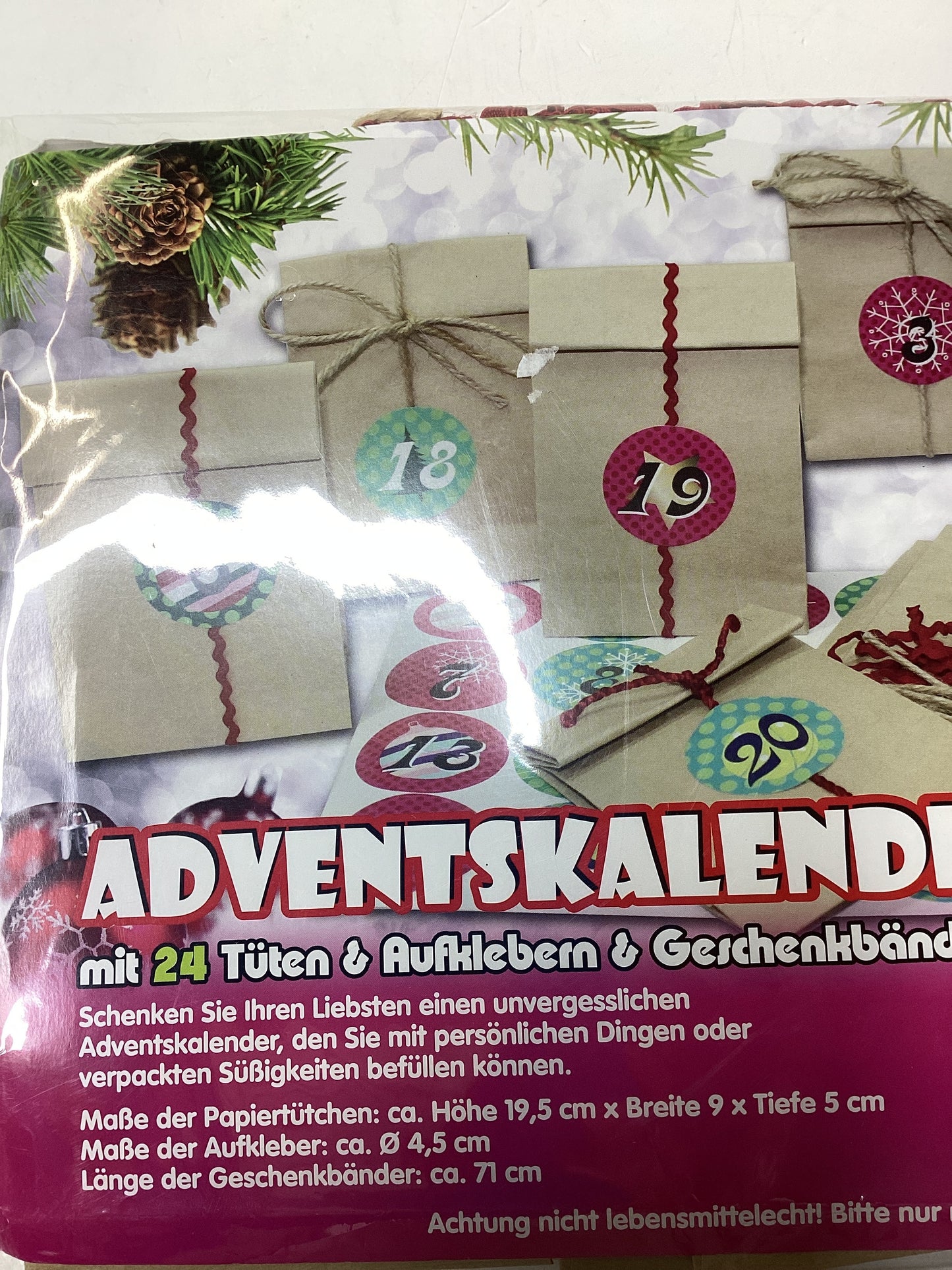 Adventskalender Bastelset mit 24 Tütchen zum Selbsbefüllen