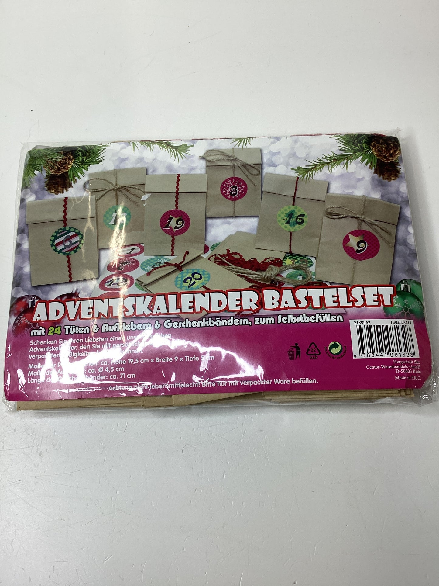 Adventskalender Bastelset mit 24 Tütchen zum Selbsbefüllen