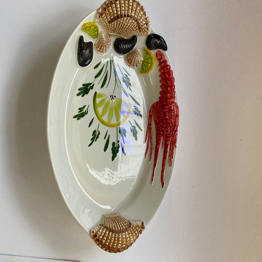 Keramik ovale Servierplatte 3D Figuren